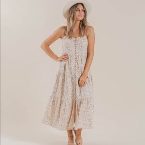 Rylee & Cru Tiered Maxi Dragonfly Dress- S